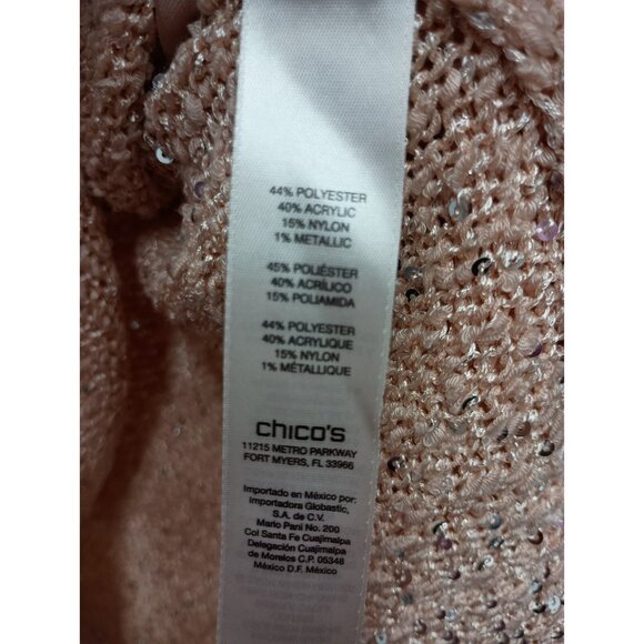 Chicos Sequin Shine Sweater Womens Large Paris Pink Pullover Holiday Fairy NWT - Picture 9 of 12